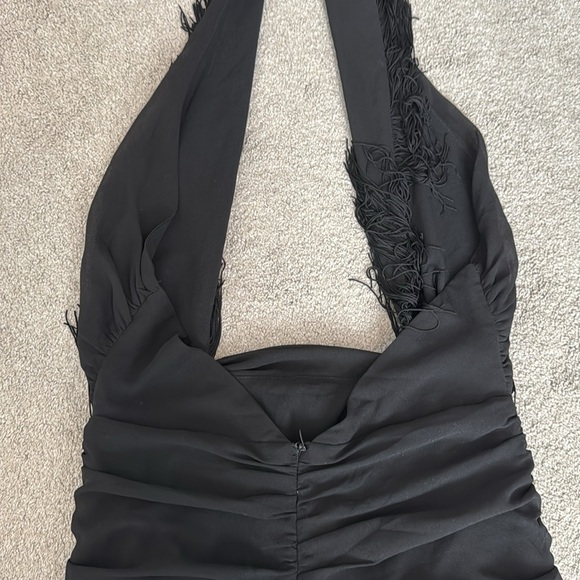 NBD Revolve Violet Fringe Criss Cross Halter Mini Dress M - Picture 8 of 8